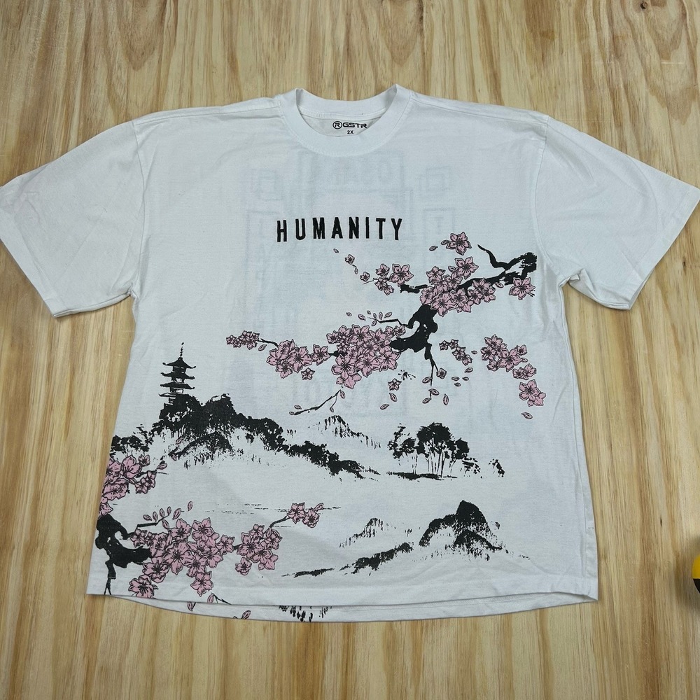 GSTR Humanity Women's Sz 2X‎ Osaka Kyoto Japan T Shirt Graphic T White